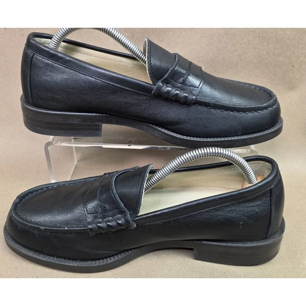 HARUTA (Sz 24.5 EEE) US 6.5 Black Leather Penny Loafer Men's Dress Shoes Slip On